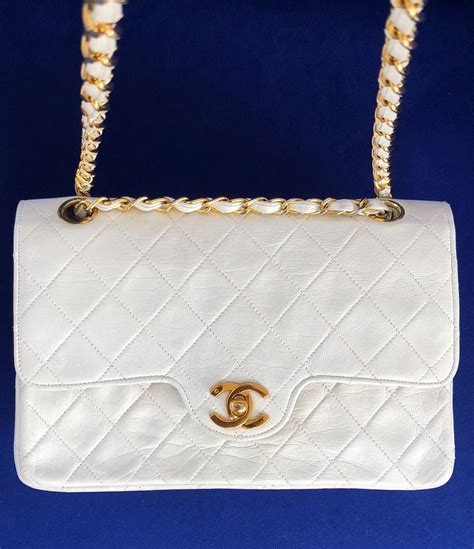 chanel white quilted purse|vintage white quilted chanel bag.